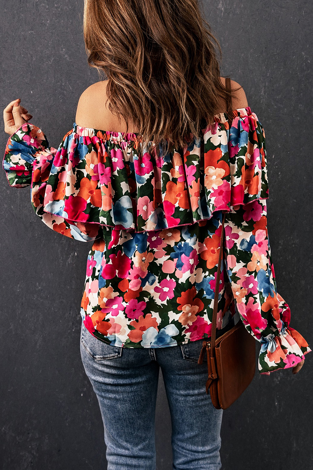 Floral Print Ruffled Off Shoulder Blouse - Image 2