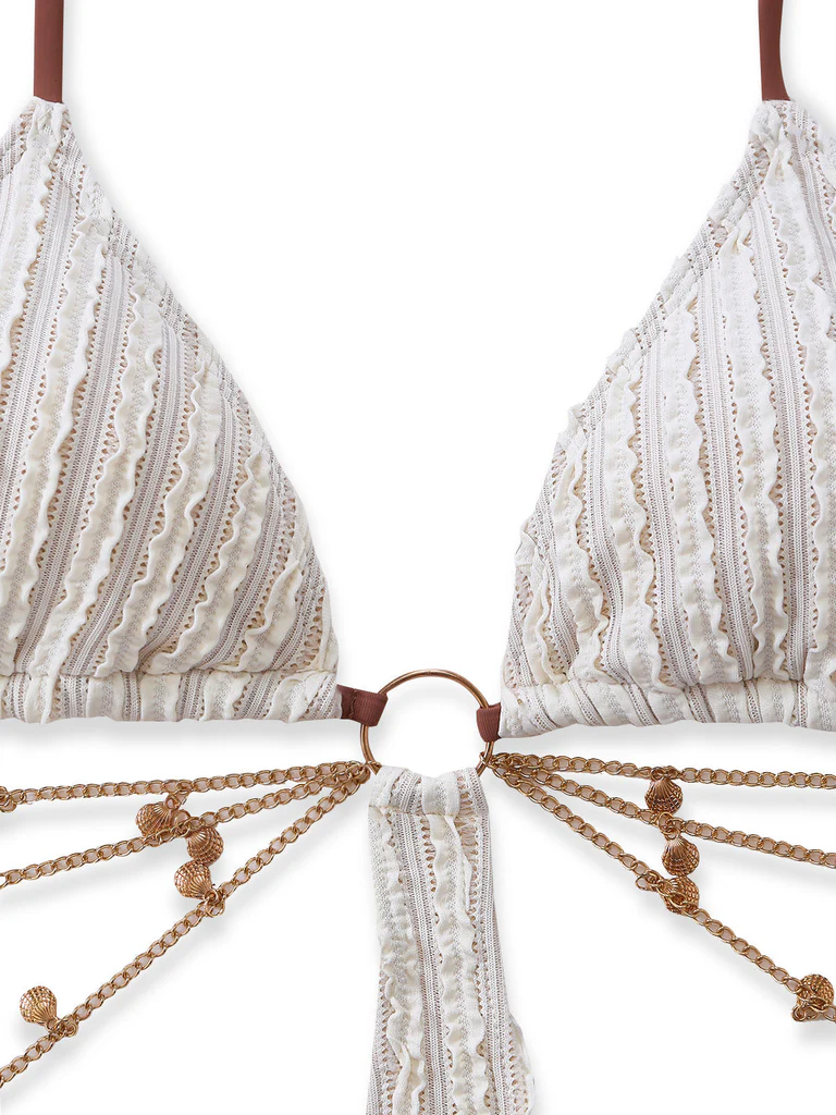 Solid Chain Cutout Swimsuit - Image 4