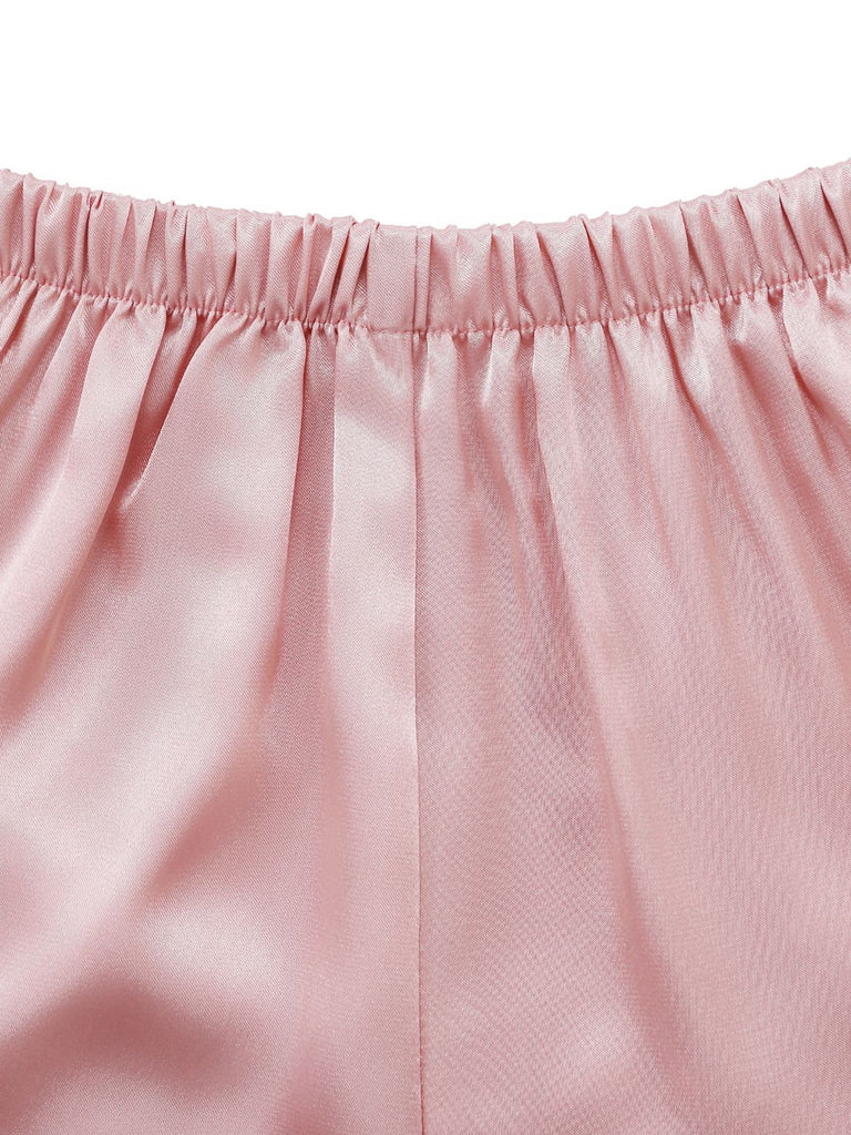 Lace Trim Satin Cami Pajama Set - Image 4