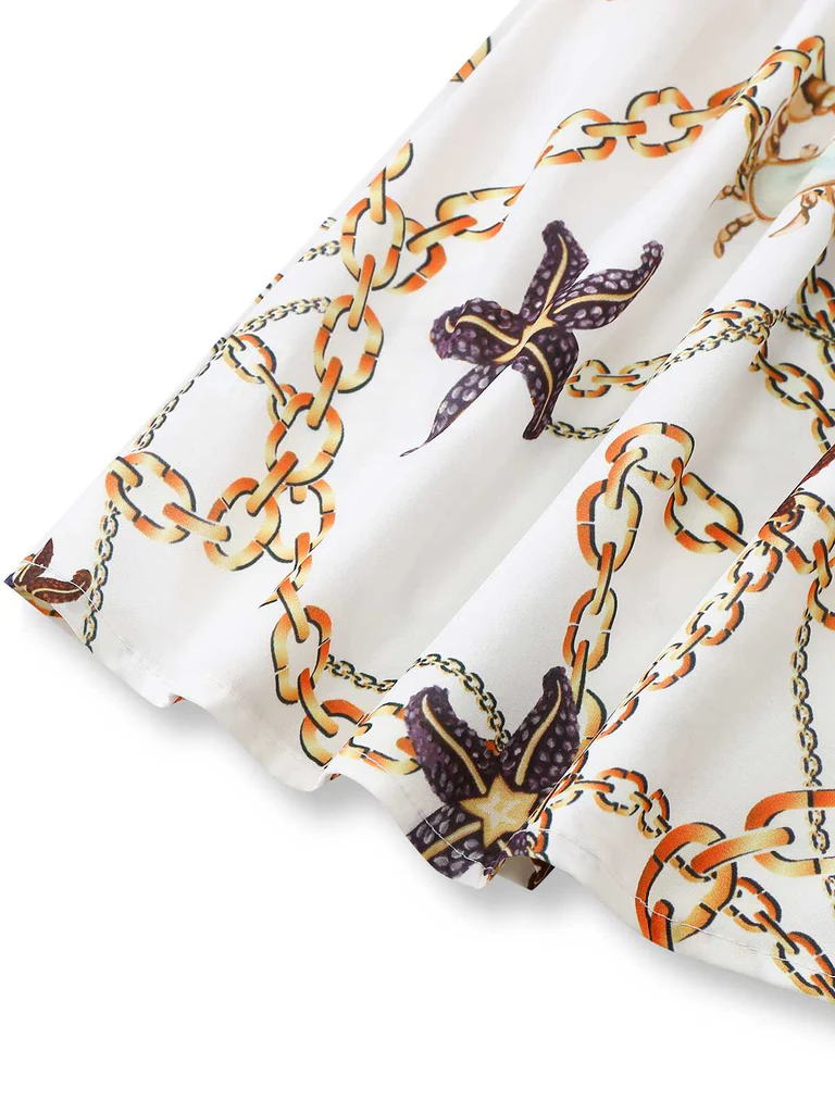 V-Neck Chain Seashell Cutout Romper - Image 3
