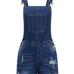 Stretch Denim Overall Romper