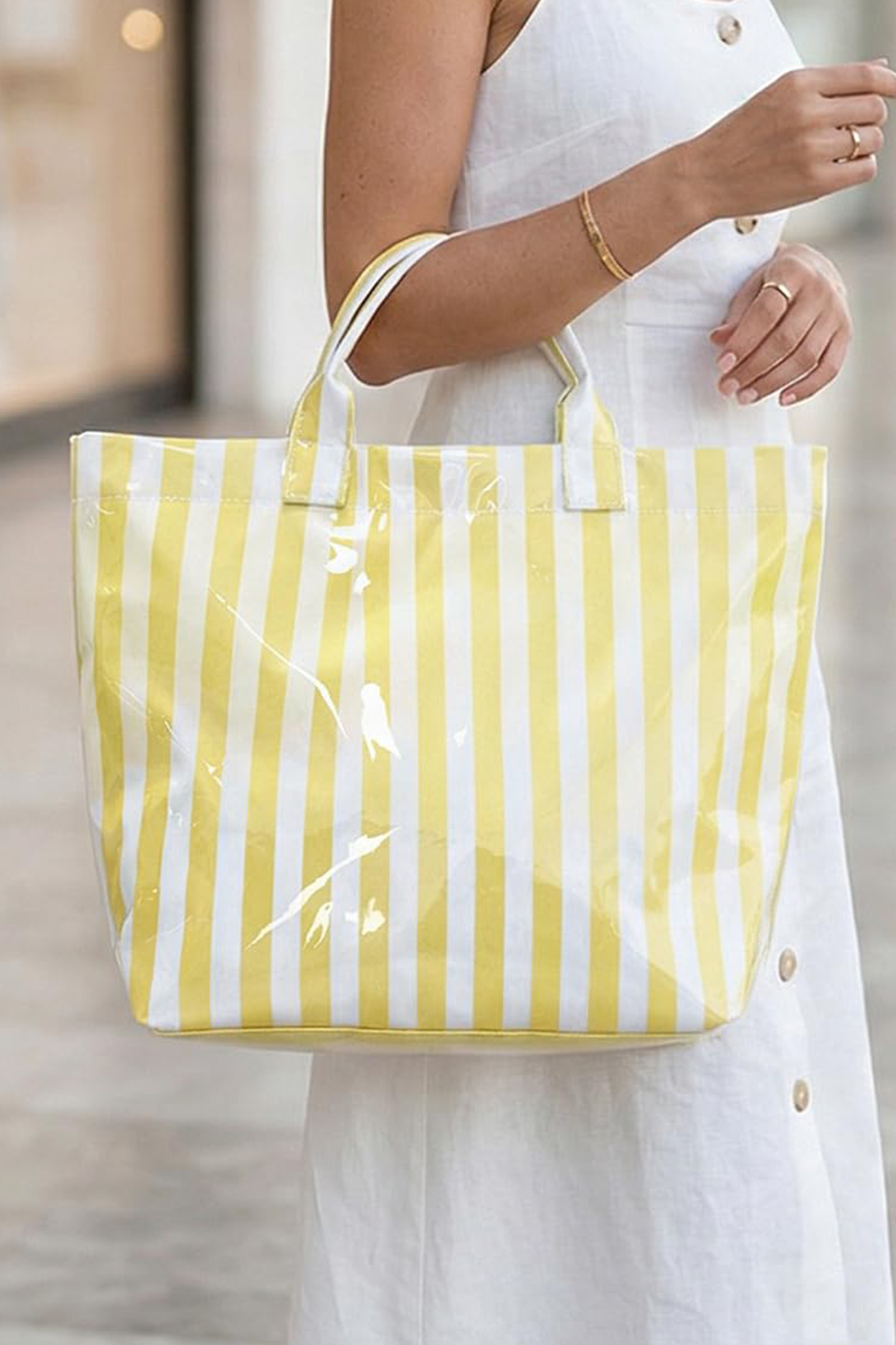 Rainbow Glossy Striped Vinyl Large Tote Bag - Image 7