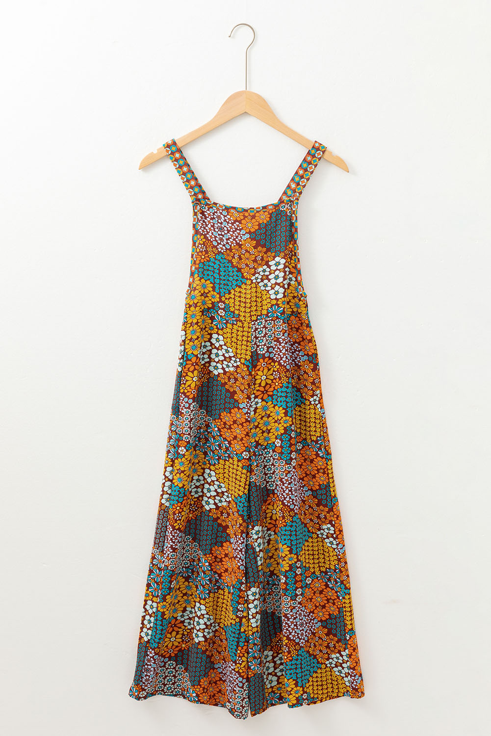 Multicolour Boho Floral Print Crossed Straps Ankle-length Jumpsuit - Image 6