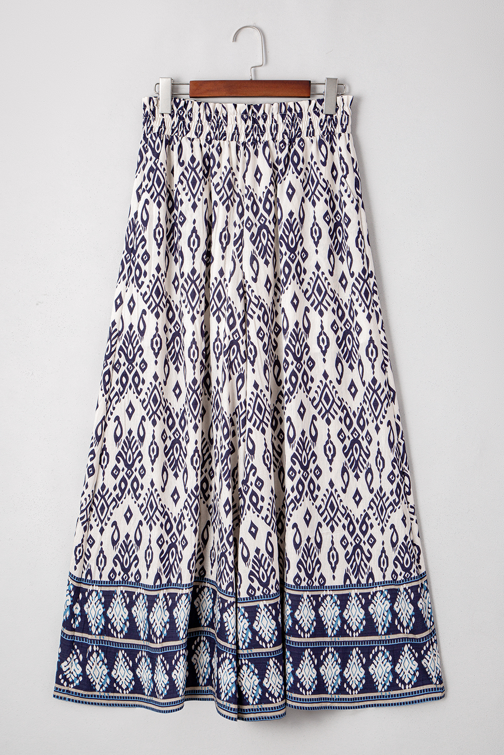 Blue Boho Pattern Print High Waist Wide Leg Loose Pants - Image 7