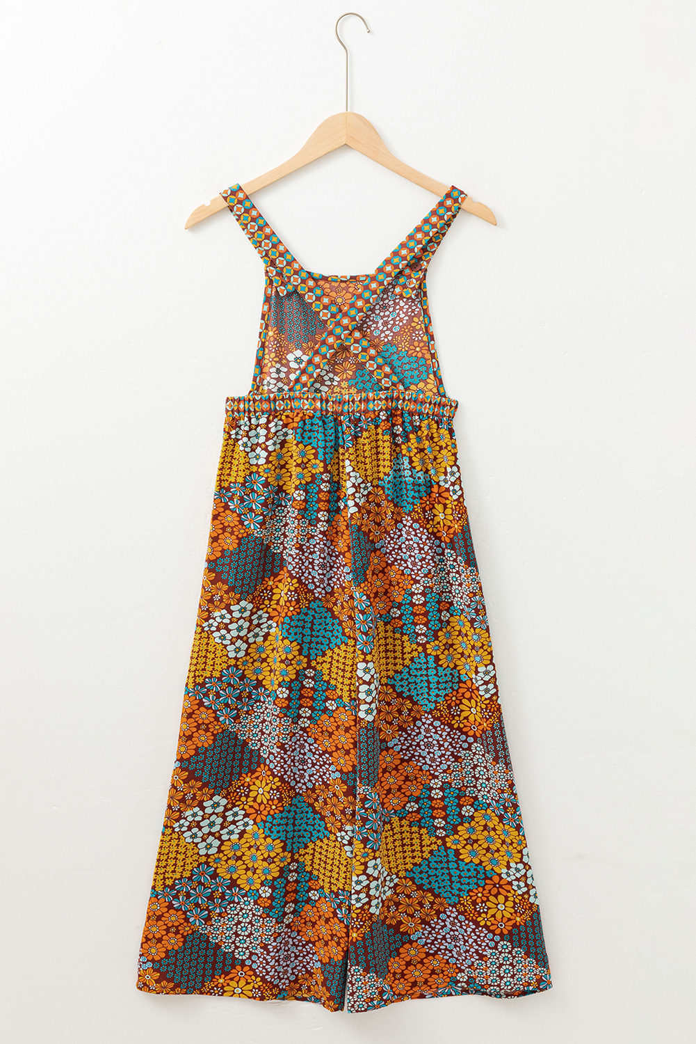 Multicolour Boho Floral Print Crossed Straps Ankle-length Jumpsuit - Image 7