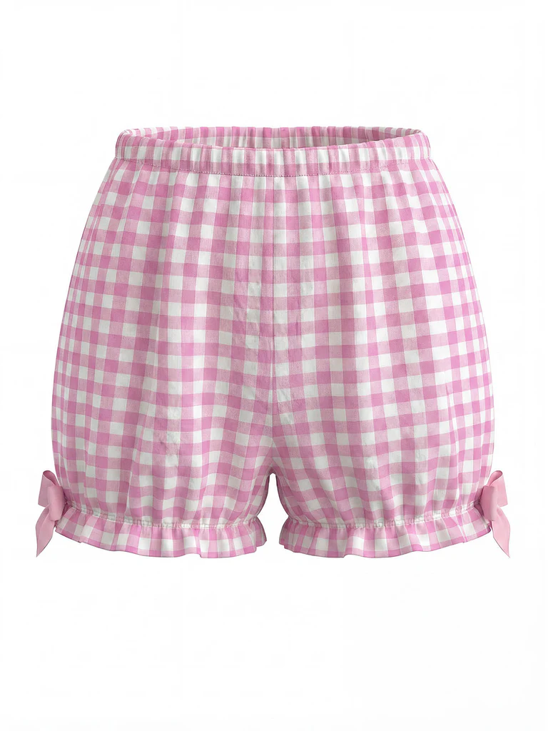 Pink Bow Gingham Ruffle Pajama Set - Image 6