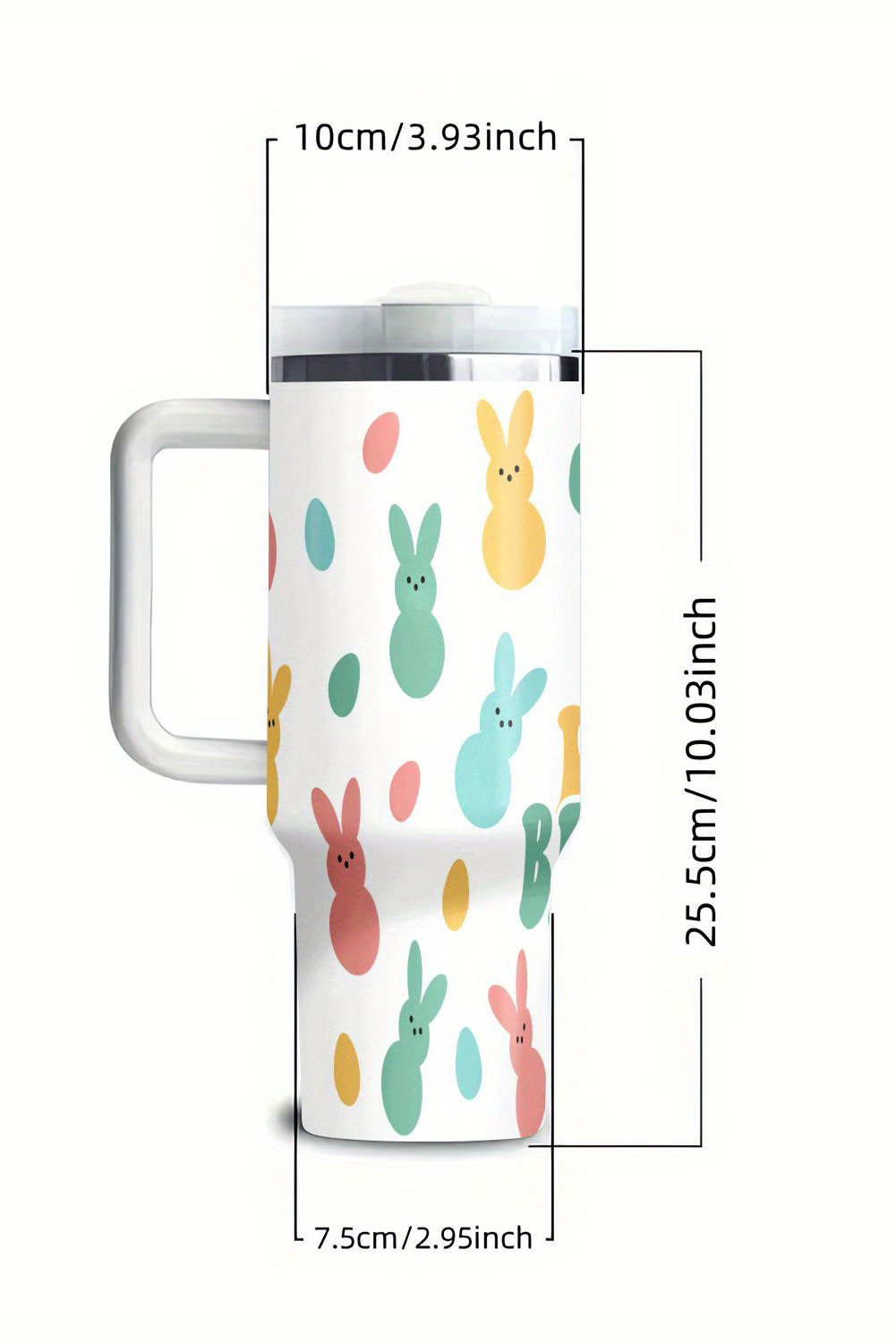 White DONT WORRY BE HOPPY Bunny Print Thermal Tumbler 40oz - Image 8