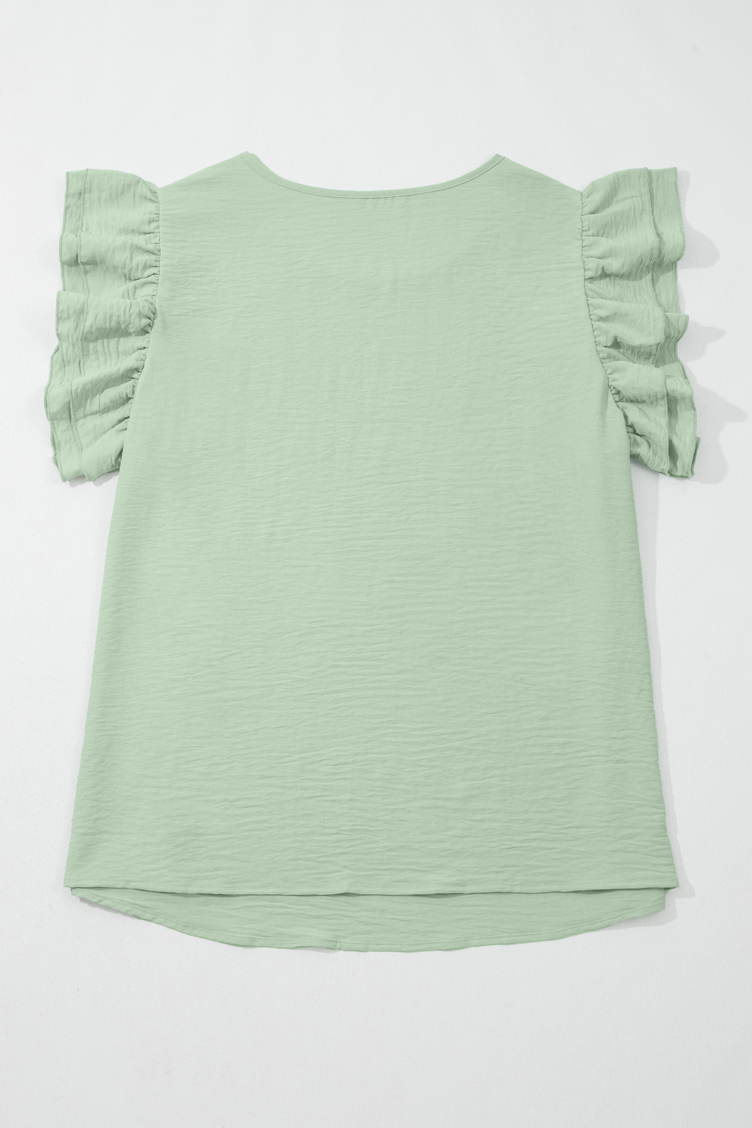 Clearly Aqua Plus Size Crew Neck Ruffle Sleeve Top - Image 5