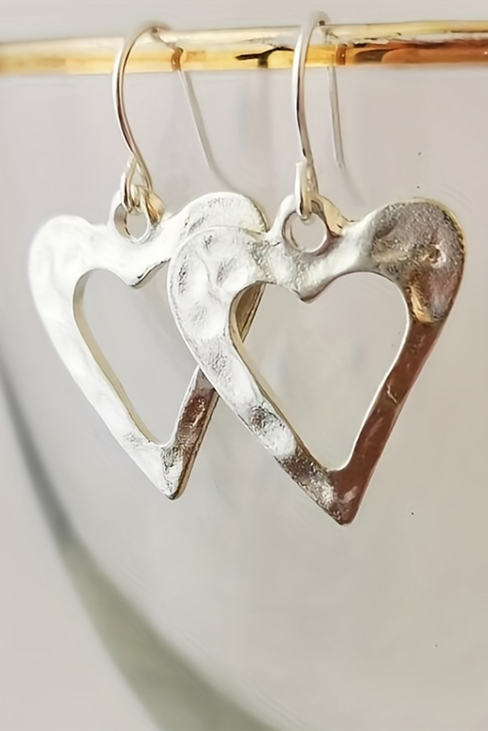 White Valentine Hollowed Heart Shape Earrings - Image 4