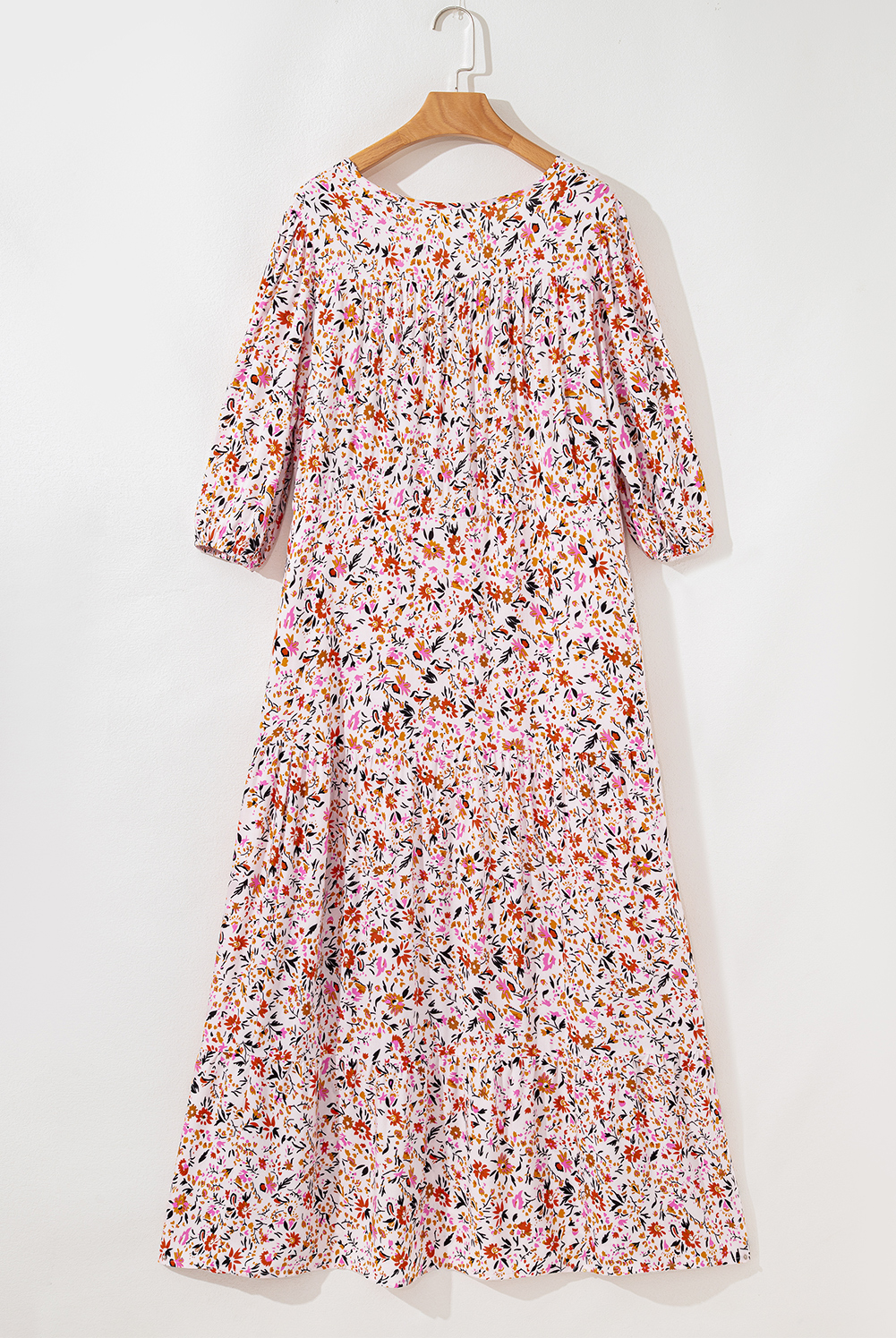 Red Boho Half Sleeve Floral V Neck Maxi Dress - Image 7